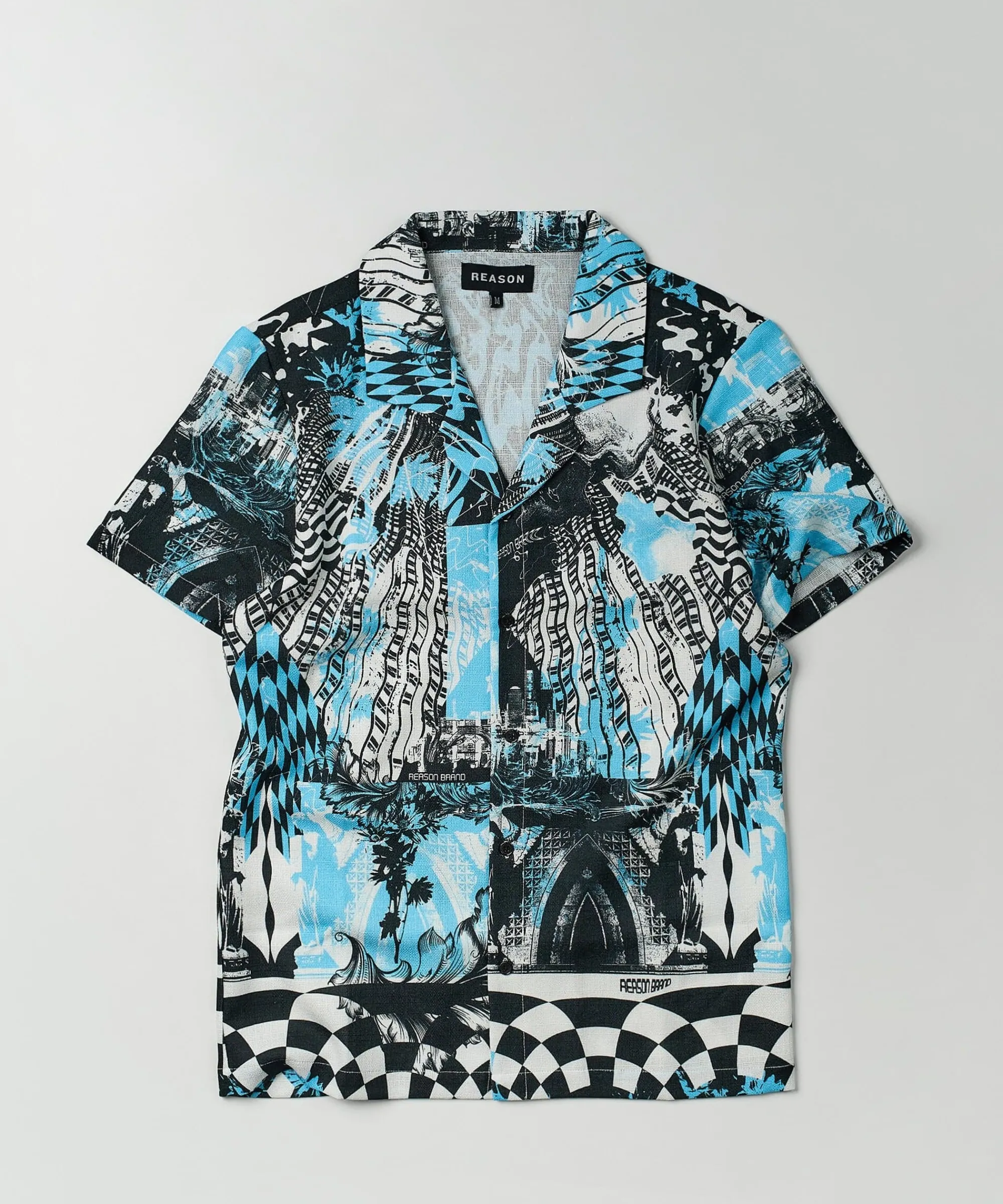 district_linen_texture_short_sleeve_button_down_shirt__blue_1.webp Cheap District Linen Texture Short Sleeve Button Down Shirt - Blue Button Downs