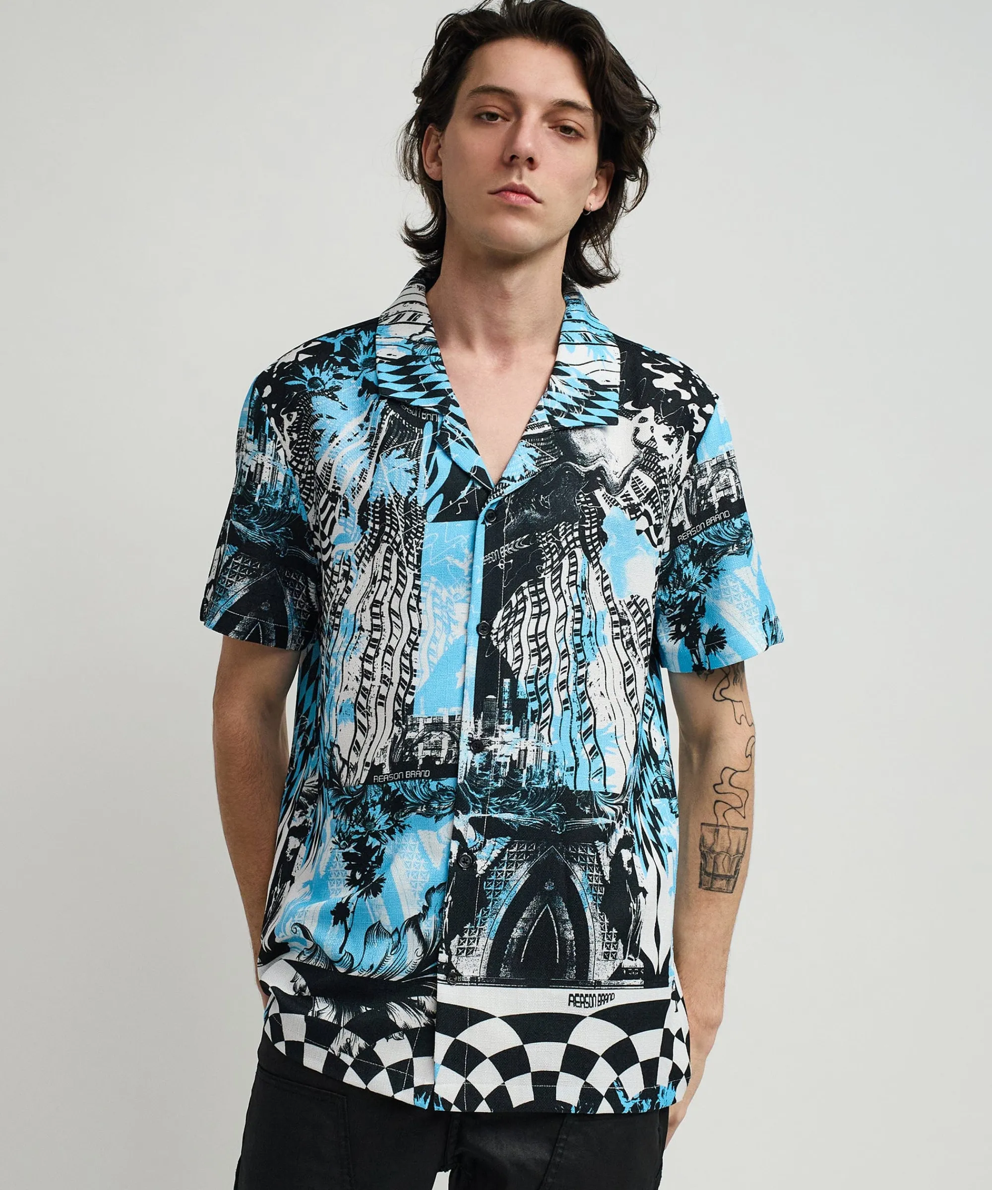 district_linen_texture_short_sleeve_button_down_shirt__blue_3.webp Cheap District Linen Texture Short Sleeve Button Down Shirt - Blue Button Downs