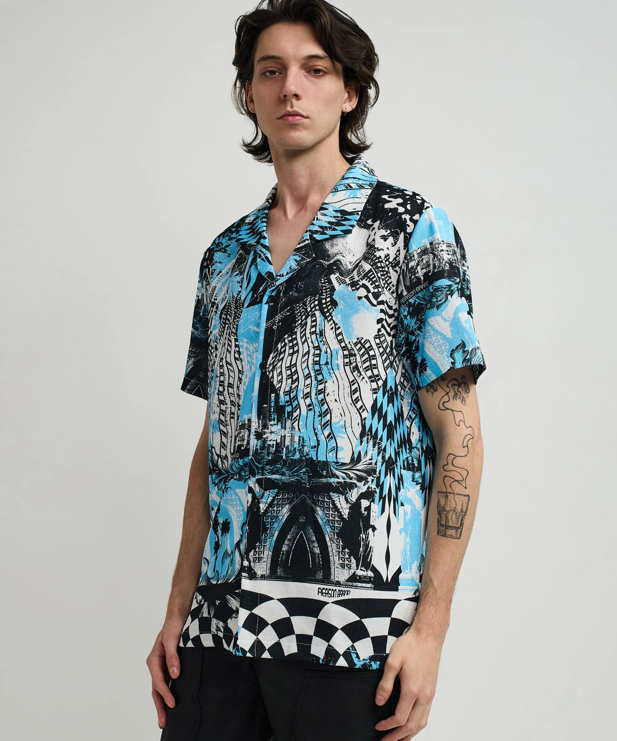 district_linen_texture_short_sleeve_button_down_shirt__blue_4.webp Cheap District Linen Texture Short Sleeve Button Down Shirt - Blue Button Downs
