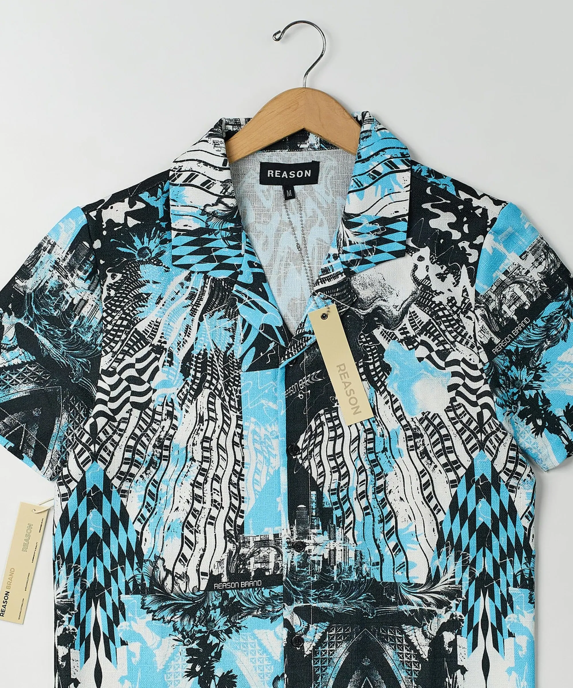 district_linen_texture_short_sleeve_button_down_shirt__blue_6.webp Cheap District Linen Texture Short Sleeve Button Down Shirt - Blue Button Downs