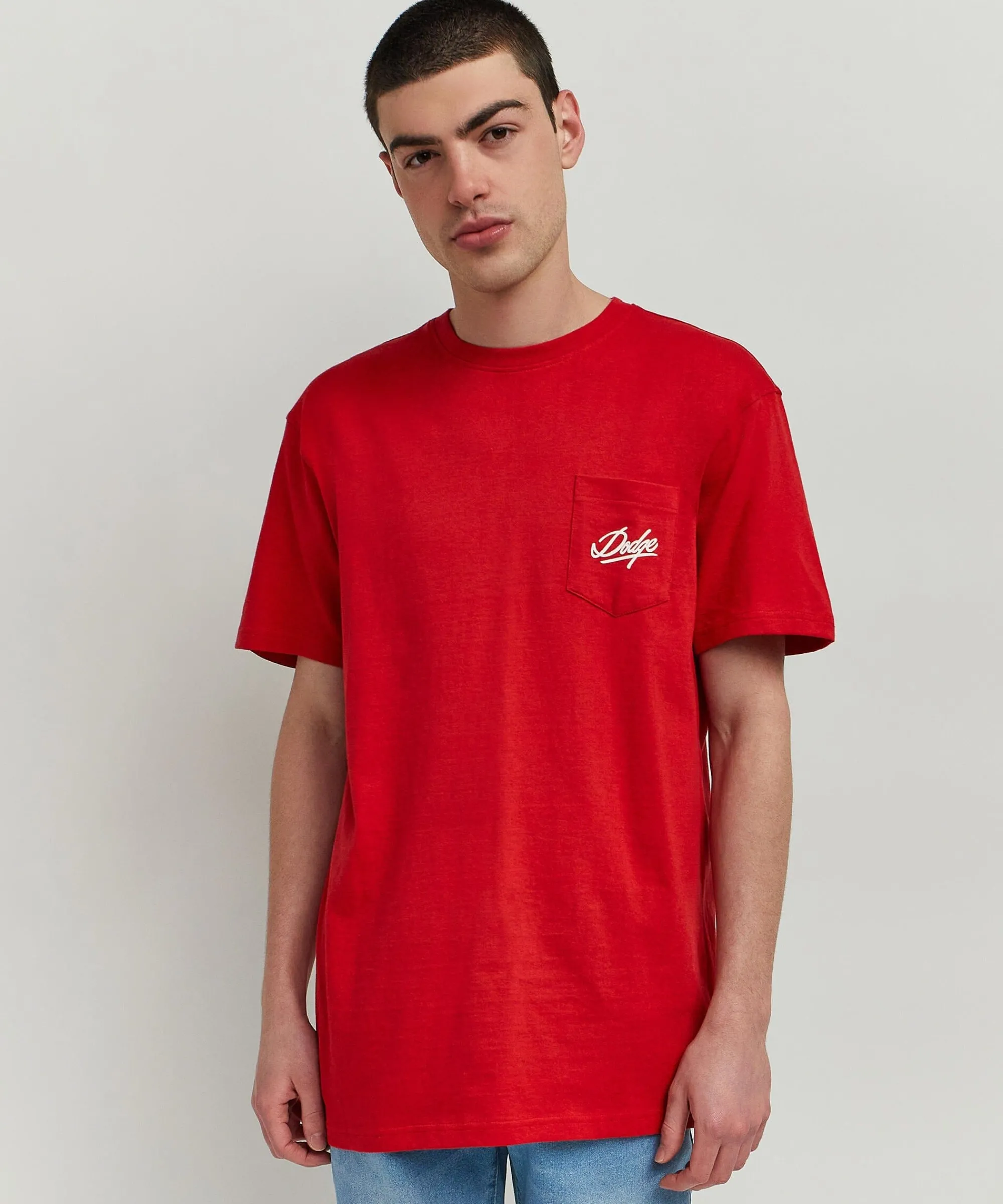 dodge_demon__pocket_short_sleeve_tee__red_3.webp Clearance Dodge Demon 1947 Pocket Short Sleeve Tee - Red Graphic Tees
