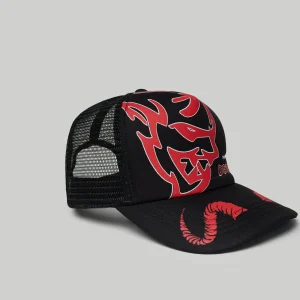 Online Dodge Demon Embroidery Trucker Hat - Black Hats