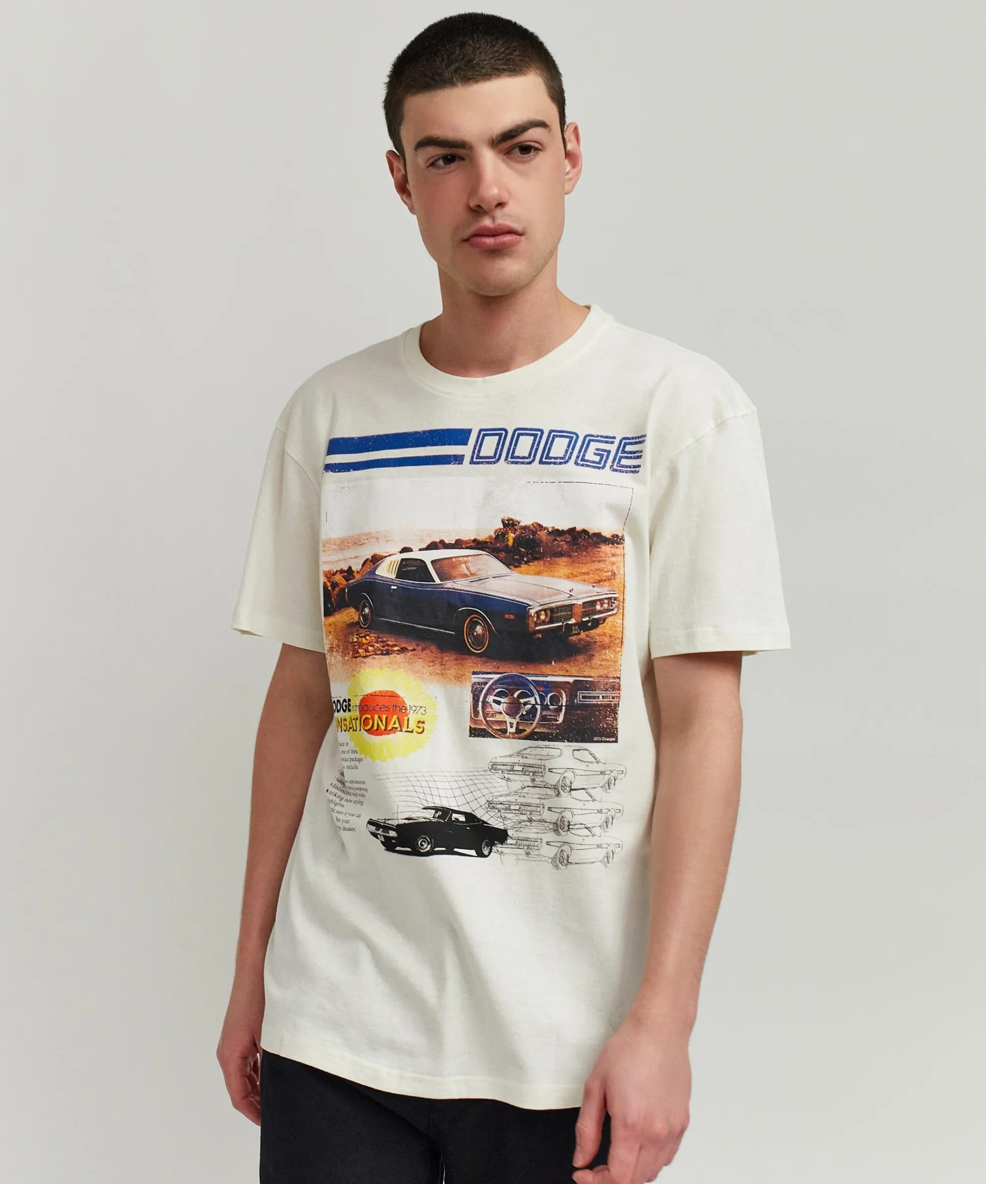 dodge_retro_short_sleeve_tee__cream_0.webp Flash Sale Dodge Retro Short Sleeve Tee - Cream Graphic Tees