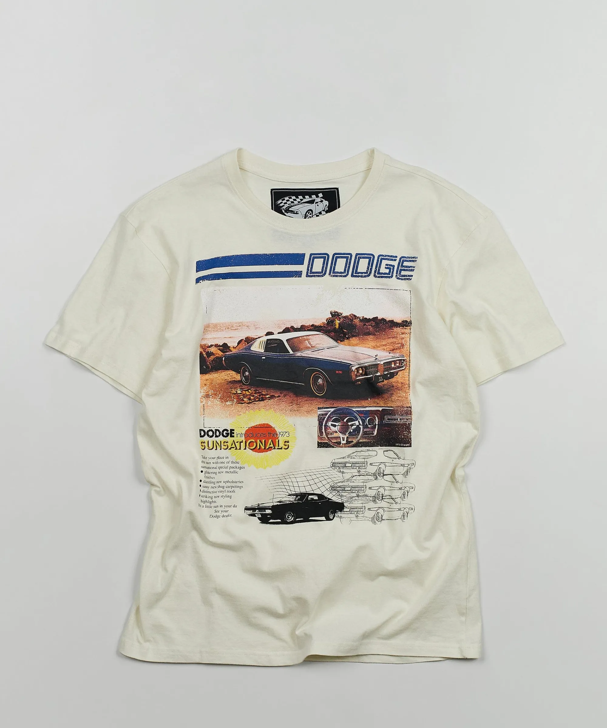 dodge_retro_short_sleeve_tee__cream_1.webp Flash Sale Dodge Retro Short Sleeve Tee - Cream Graphic Tees