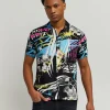 Clearance Don't Quit Allover Print Short Sleeve Shirt Button Downs