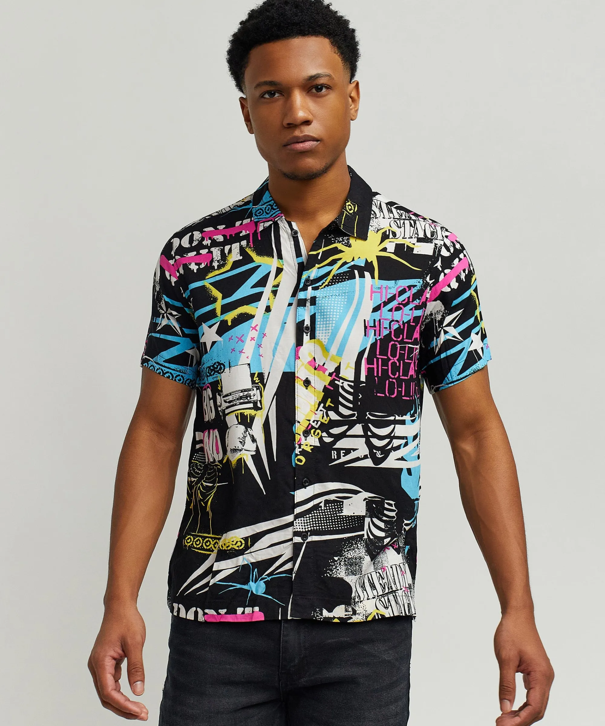 dont_quit_allover_print_short_sleeve_shirt_3.webp Clearance Don't Quit Allover Print Short Sleeve Shirt Button Downs