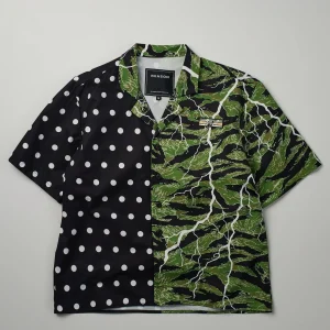 Outlet Dots And Camo Split Woven Short Sleeve Shirt Button Downs