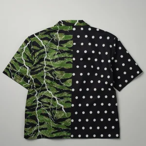 Outlet Dots And Camo Split Woven Short Sleeve Shirt Button Downs