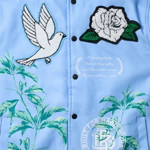 Cheap Dove Wool Varsity Jacket - Light Blue Varsity Jackets