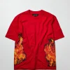 Cheap Fearless Oversized Short Sleeve Graphic Tee - Red Oversized Tees | Graphic Tees