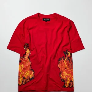 Cheap Fearless Oversized Short Sleeve Graphic Tee - Red Oversized Tees | Graphic Tees