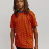 Outlet Finesse Allover Print Short Sleeve Tee - Orange Graphic Tees
