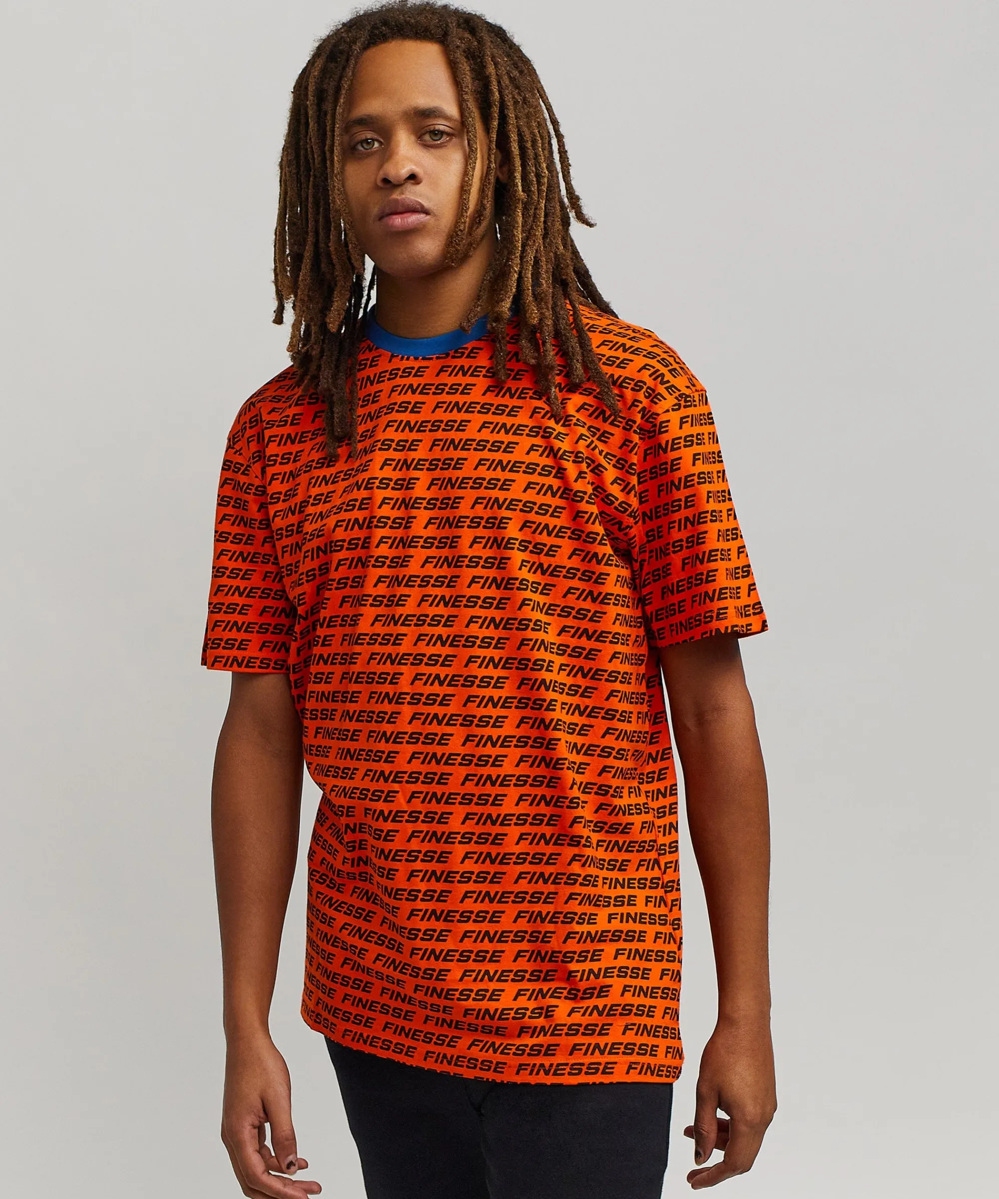 finesse_allover_print_short_sleeve_tee__orange_0.webp Outlet Finesse Allover Print Short Sleeve Tee - Orange Graphic Tees