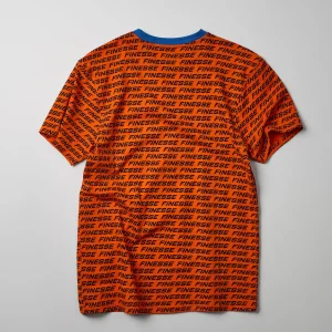 Outlet Finesse Allover Print Short Sleeve Tee - Orange Graphic Tees