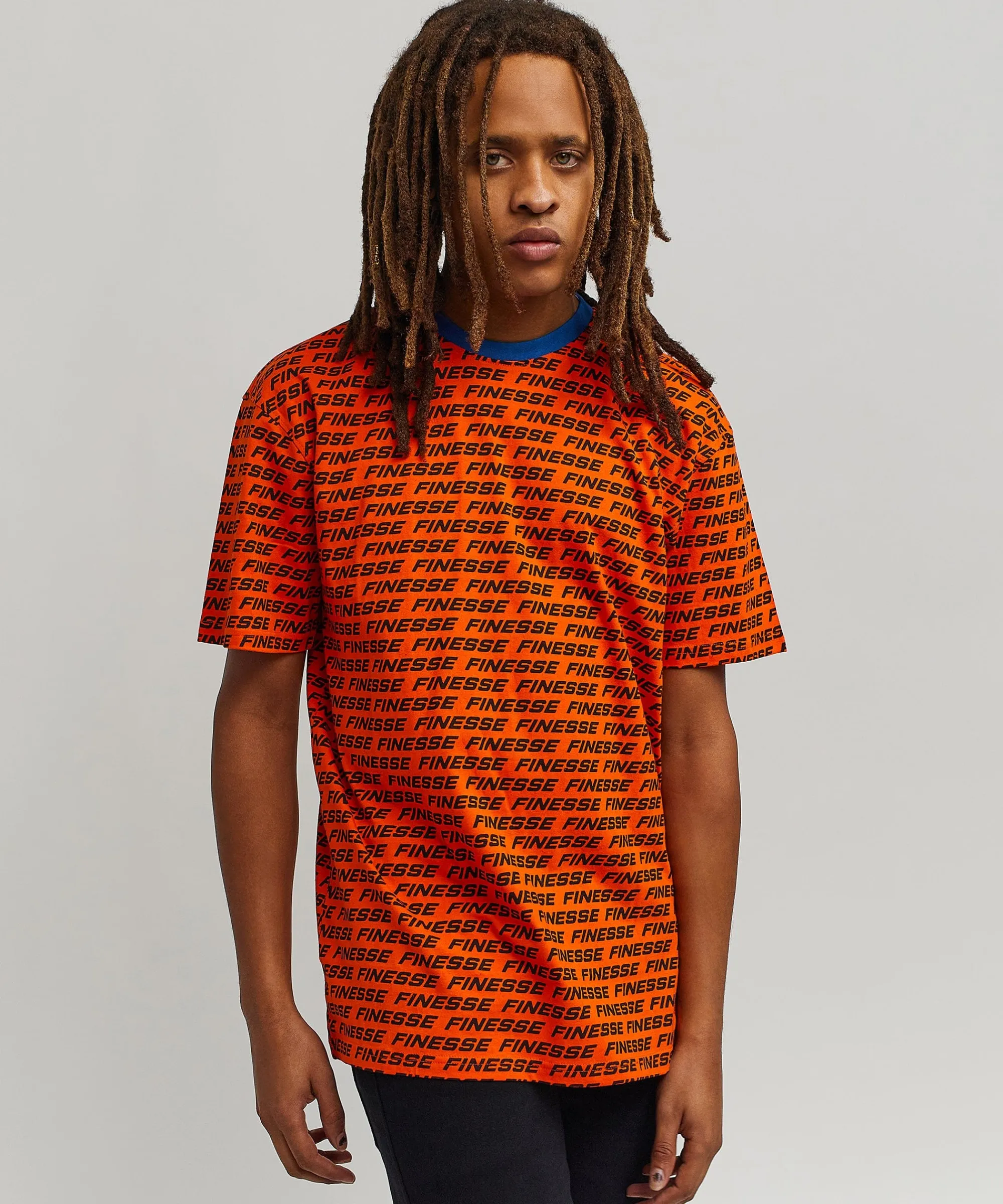 finesse_allover_print_short_sleeve_tee__orange_4.webp Outlet Finesse Allover Print Short Sleeve Tee - Orange Graphic Tees