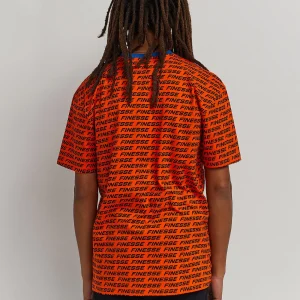 Outlet Finesse Allover Print Short Sleeve Tee - Orange Graphic Tees