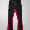 Cheap Flare Fleece Sweatpants - Black And Red Sweatpants