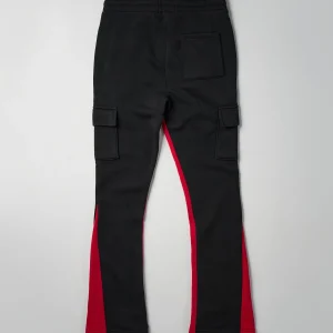 Cheap Flare Fleece Sweatpants - Black And Red Sweatpants