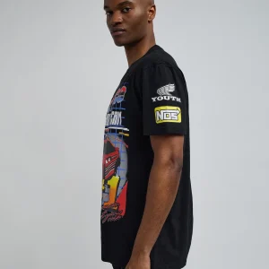 Clearance Foreign Racing Speed Short Sleeve Graphic Print Tee - Black Graphic Tees