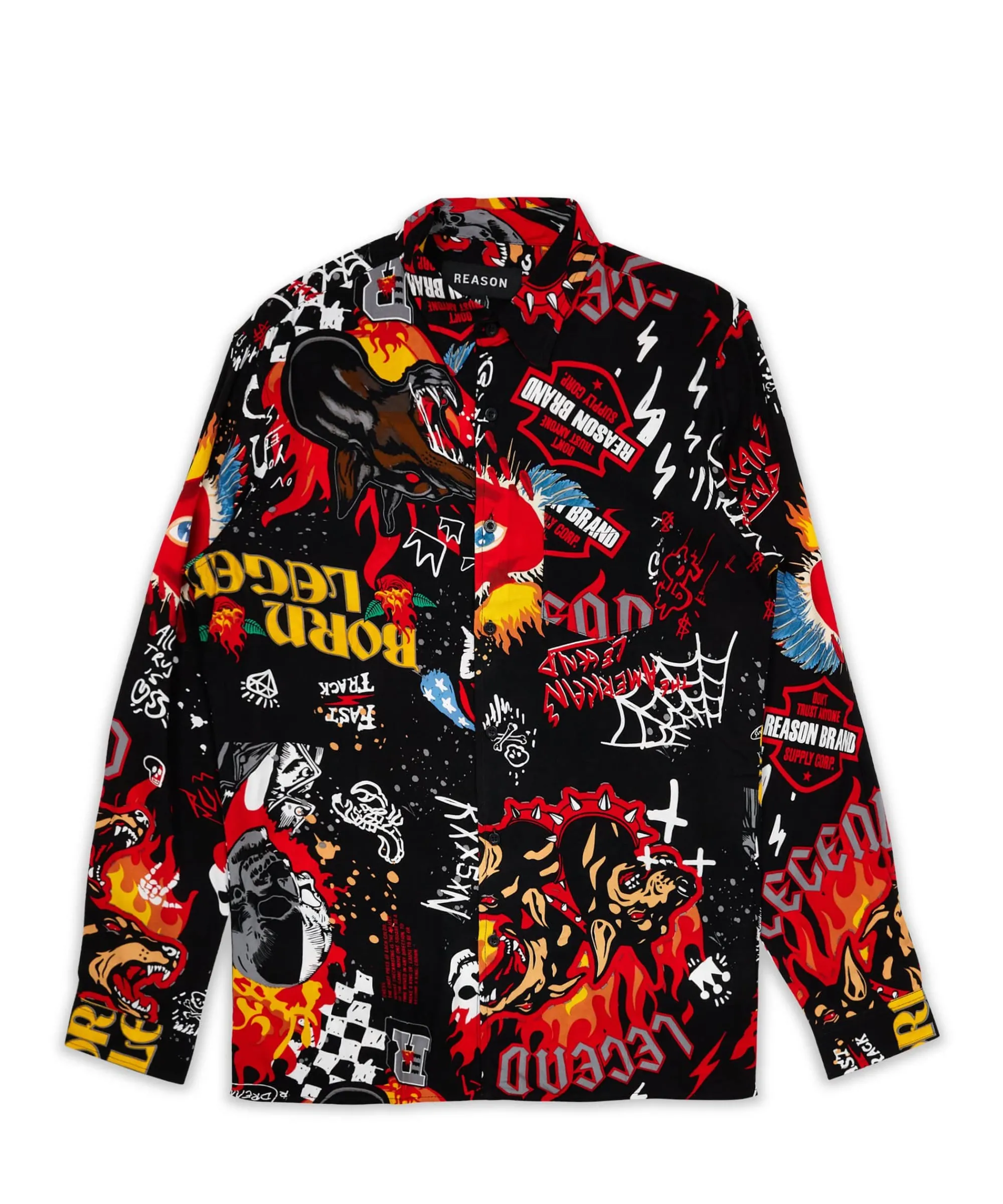 fury_graffiti_allover_print_long_sleeve_shirt_1.webp Hot Fury Graffiti Allover Print Long Sleeve Shirt Button Downs