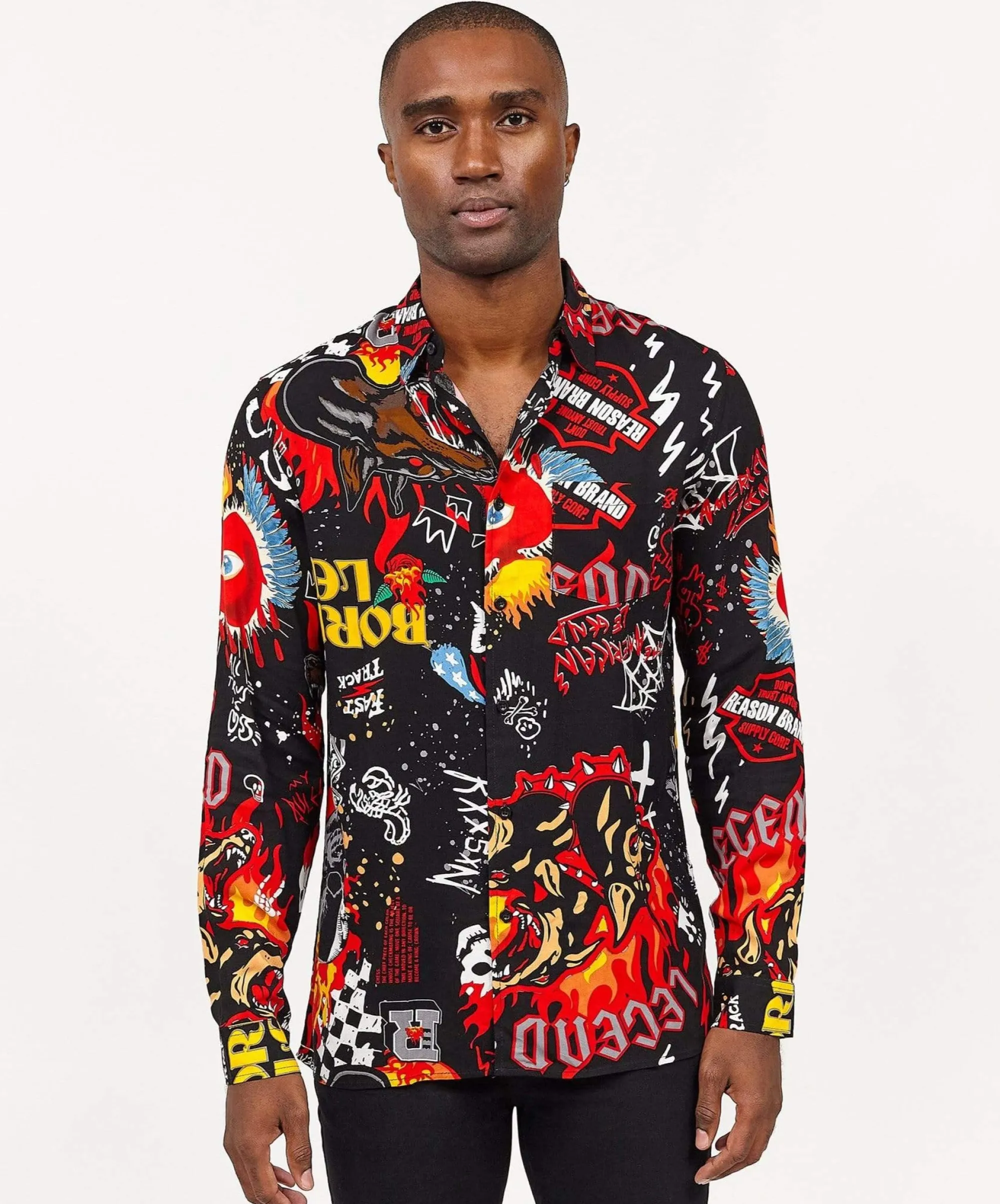 fury_graffiti_allover_print_long_sleeve_shirt_3.webp Hot Fury Graffiti Allover Print Long Sleeve Shirt Button Downs