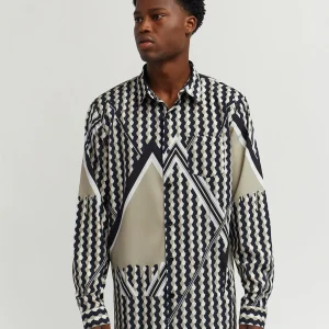 Discount Geo Print Long Sleeve Woven Shirt Button Downs
