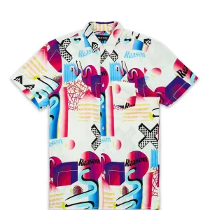 Clearance Geo Shape Allover Print Short Sleeve Shirt Button Downs