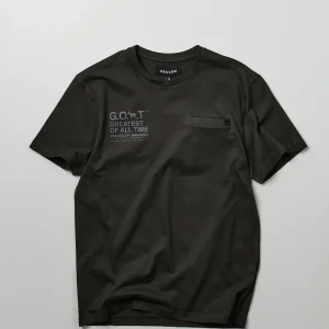Cheap Goat Utility Stretch Tech Nylon Cargo Short Sleeve Tee Shirt - Black Graphic Tees