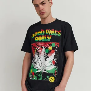 Flash Sale Good Vibes Only Short Sleeve Tee - Black Graphic Tees
