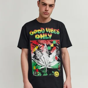 Flash Sale Good Vibes Only Short Sleeve Tee - Black Graphic Tees