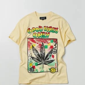 Discount Good Vibes Only Short Sleeve Tee - Khaki Graphic Tees