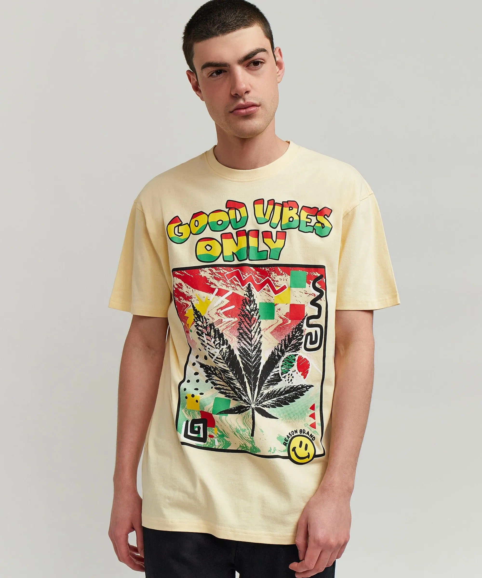 good_vibes_only_short_sleeve_tee__khaki_2.webp Discount Good Vibes Only Short Sleeve Tee - Khaki Graphic Tees
