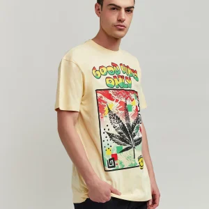 Discount Good Vibes Only Short Sleeve Tee - Khaki Graphic Tees