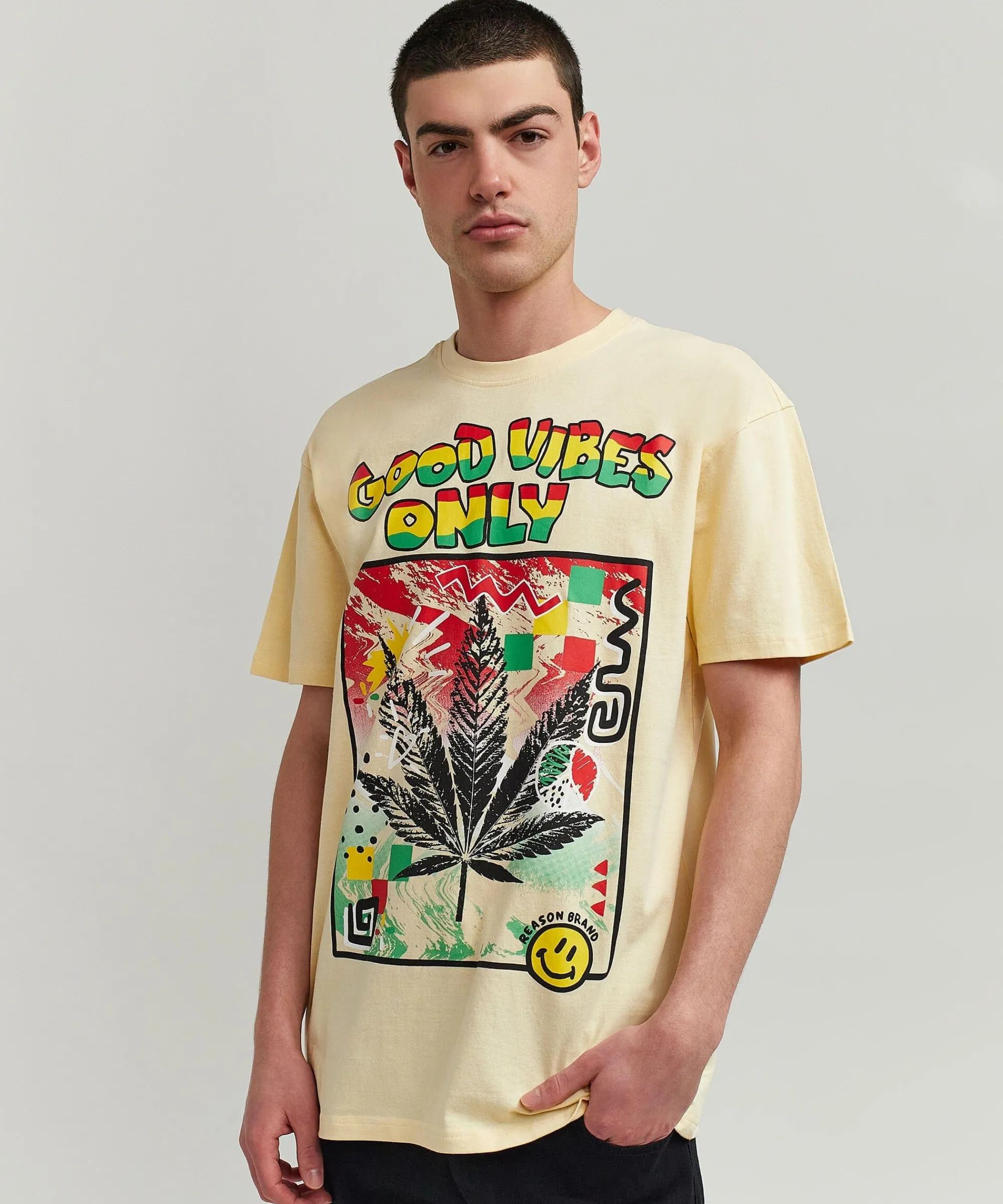 good_vibes_only_short_sleeve_tee__khaki_4.webp Discount Good Vibes Only Short Sleeve Tee - Khaki Graphic Tees