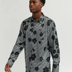 Best Sale Harwood Allover Print Viscose Long Sleeve Woven Shirt Button Downs