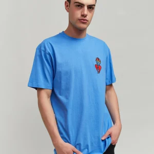 Online Heart Broken Short Sleeve Tee - Blue Graphic Tees