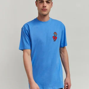 Online Heart Broken Short Sleeve Tee - Blue Graphic Tees