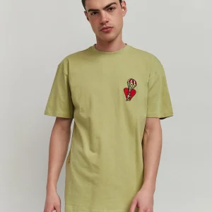 Hot Heart Broken Short Sleeve Tee - Olive Green Graphic Tees