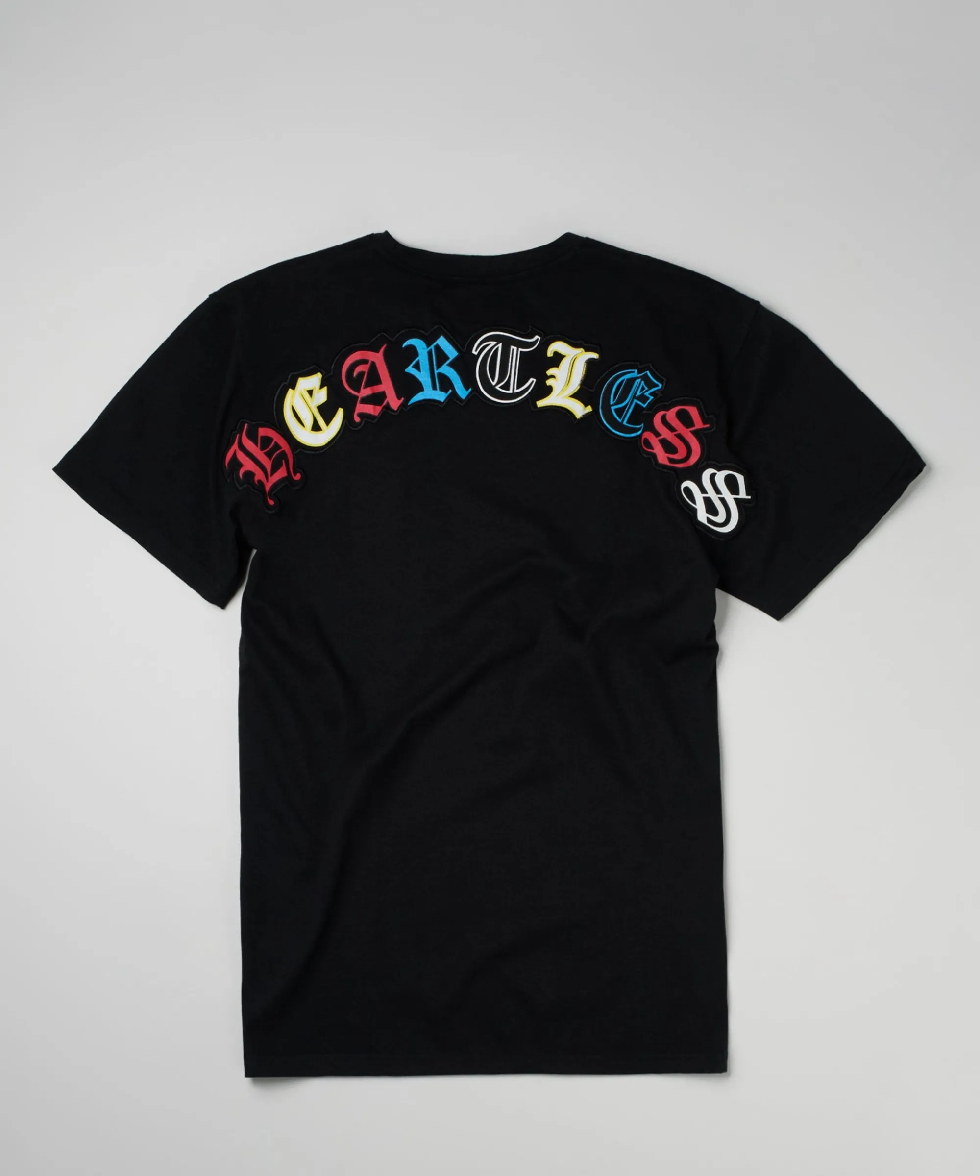 heartless_embroidered_short_sleeve_tee__black_0.webp Discount Heartless Embroidered Short Sleeve Tee - Black Graphic Tees