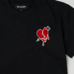 Discount Heartless Embroidered Short Sleeve Tee - Black Graphic Tees