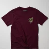 Cheap Heartless Embroidered Short Sleeve Tee - Burgundy Graphic Tees