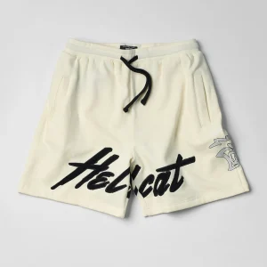 Hot Hellcat Embroidered Fleece Shorts - Off White Shorts
