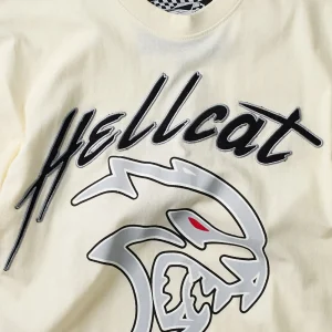 Best Sale Hellcat Embroidered Short Sleeve Tee - Off White Graphic Tees