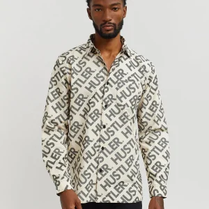 Sale Hustler Logo Long Sleeve Oxford Shirt Button Downs