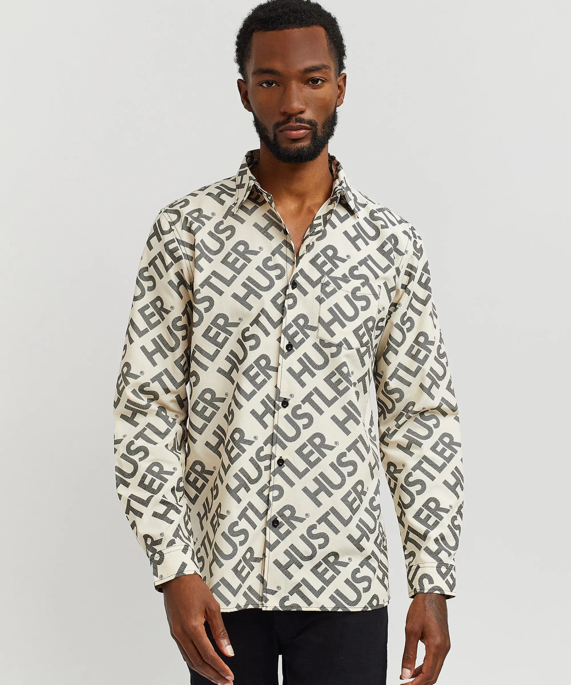 hustler_logo_long_sleeve_oxford_shirt_2-1.webp Sale Hustler Logo Long Sleeve Oxford Shirt Button Downs