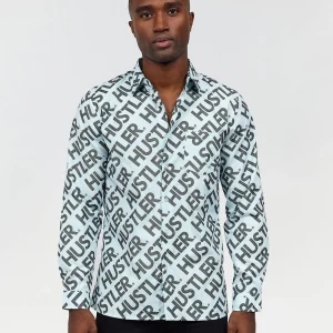 Shop Hustler Logo Long Sleeve Oxford Shirt Button Downs