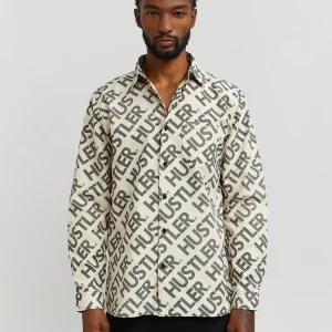 Sale Hustler Logo Long Sleeve Oxford Shirt Button Downs