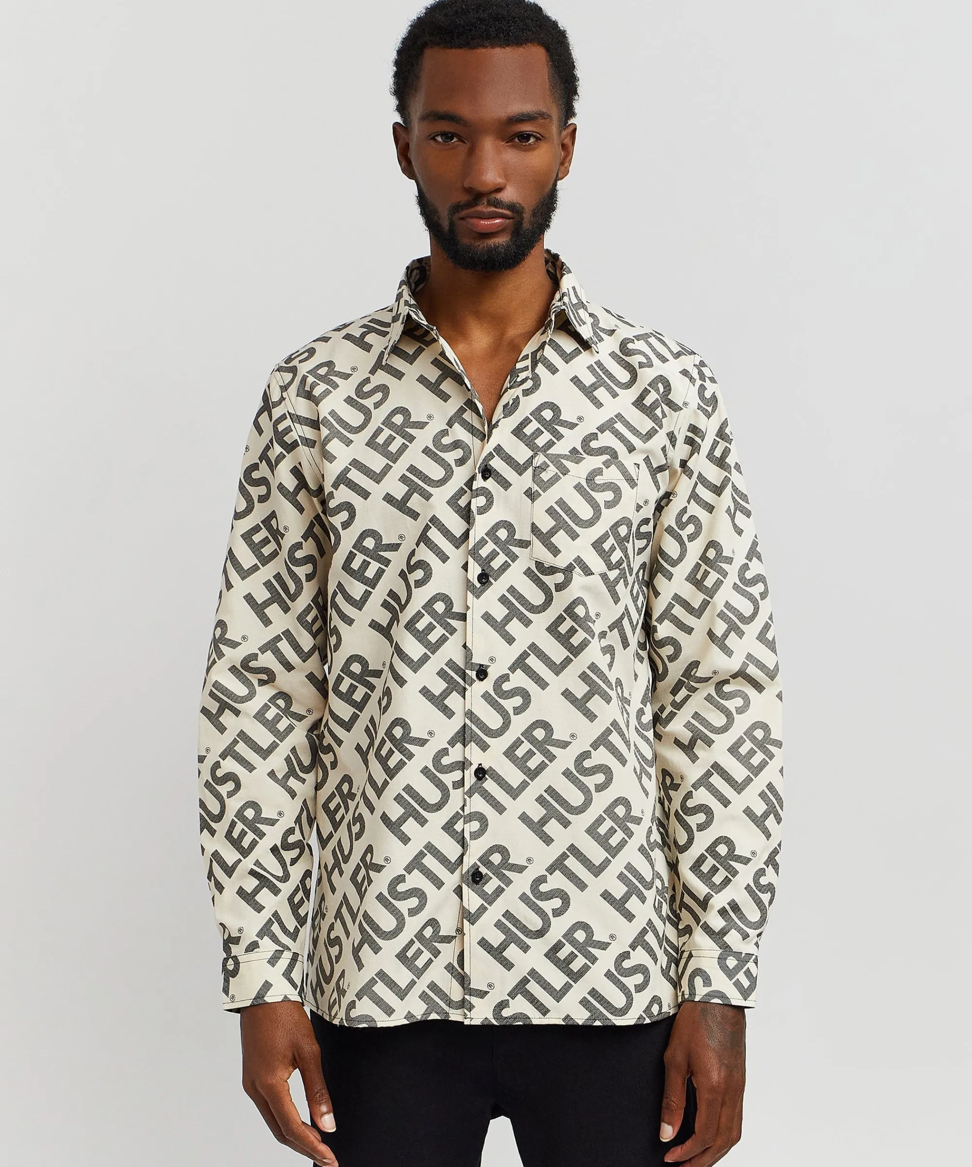 hustler_logo_long_sleeve_oxford_shirt_4.webp Sale Hustler Logo Long Sleeve Oxford Shirt Button Downs
