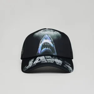 Outlet Jaws Print Trucker Hat - Black Hats