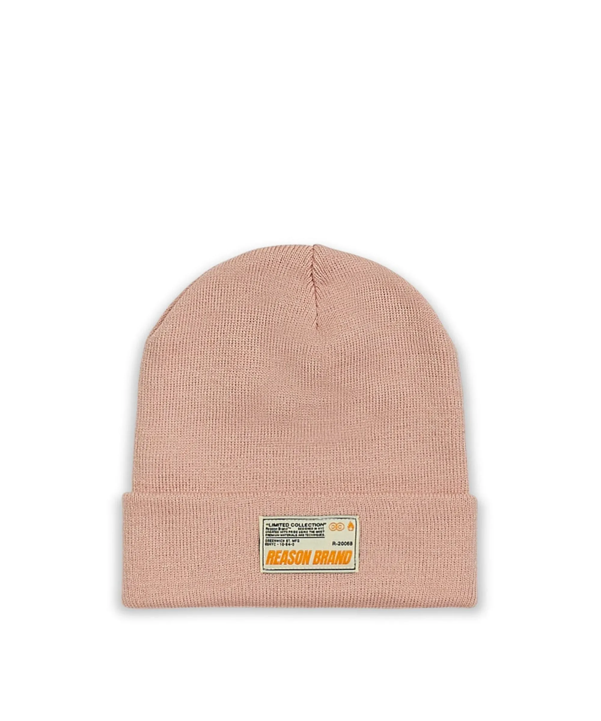 jonah_ribbed_knit_basic_beanie_with_label__light_pink_2.webp Outlet Jonah Ribbed Knit Basic Beanie With Label - Light Pink Hats | Beanies
